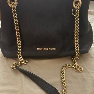 Michael Kors Black Shoulder Bag with Gold Chain